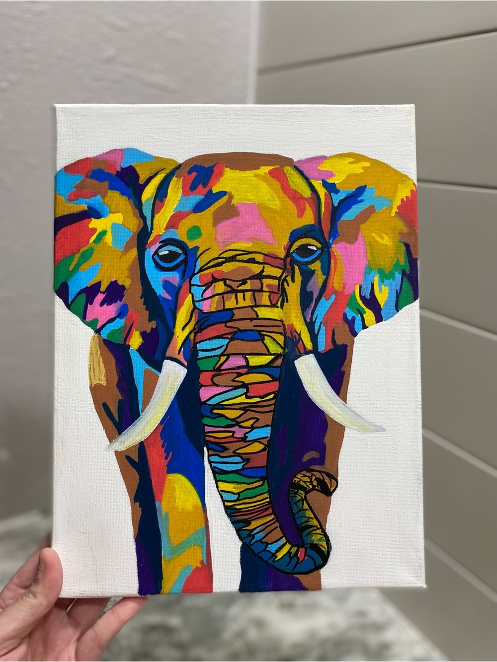 Hand-Crafted Colorful Elephant Pop Art Painting - Picture 2 of 6